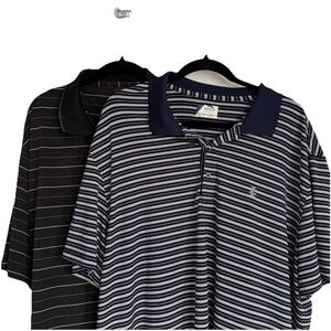 Lot of 2 Izod Golf Polos Blue/Black Stripe Men’s XXL Performance Moisture Wick